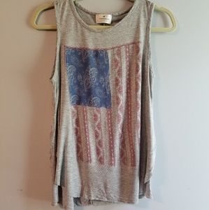 THREADS STUDIO American Flag S Flowy Tank Top